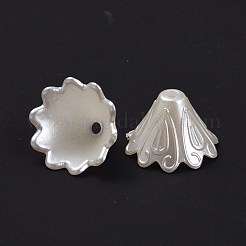 Multi-Petal Flower ABS Plastic Imitation Pearl Bead Caps&nbsp;X-OACR-R016-25