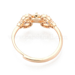 Heart Brass Micro Pave Clear Cubic Zirconia Adjustable Ring Settings&nbsp;KK-T076-49G