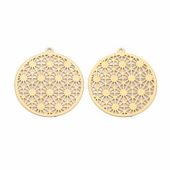 Rack Plating 201 Stainless Steel Filigree Pendants&nbsp;STAS-T057-43G