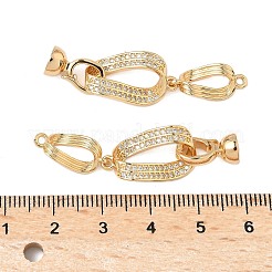 Brass Micro Pave Clear Cubic Zirconia Fold Over Clasps&nbsp;KK-S531-36G