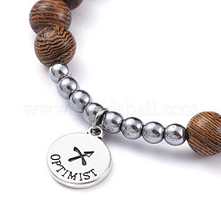 12 Constellation/Zodiac Sign Flat Round Tibetan Style Alloy Charm  Bracelets Sets&nbsp;BJEW-JB05168