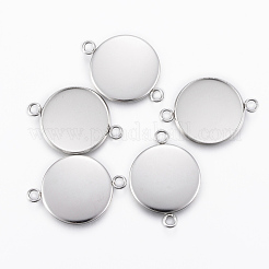 Non-Tarnish 304 Stainless Steel Cabochon Connector Settings&nbsp;X-STAS-E146-19P-18mm