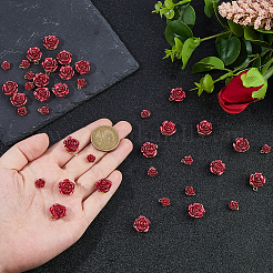 48Pcs 2 Styles Opaque Resin Rose Pendants&nbsp;FIND-DC0007-83
