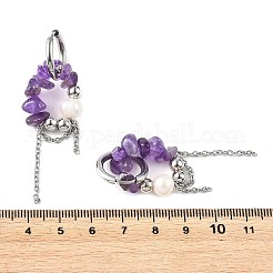 Natural Amethyst Chips Drop Earrings&nbsp;EJEW-TA00817-02