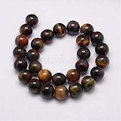Natural Yellow Blue Tiger Eye(Dyed & Heated) Bead Strands&nbsp;G-P230-07-6mm