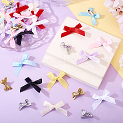 50Pcs 10 Colors Bowknot Polyester & Alloy Alligator Hair Clips&nbsp;PHAR-TA0001-16