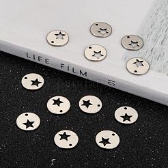 Tarnish Resistant 304 Stainless Steel Flat Round Charms&nbsp;STAS-R063-03