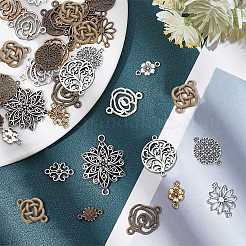 72Pcs 18 Styles Tibetan Style Alloy Connector Charms&nbsp;FIND-SC0003-34
