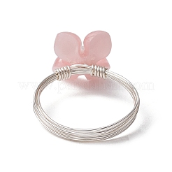 Flower Cellulose Acetate(Resin) & Shell Pearl Finger Rings&nbsp;RJEW-TA00181-02