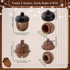 8Pcs 2 Styles Natural Wood Locket Pendants&nbsp;WOOD-GA0001-72