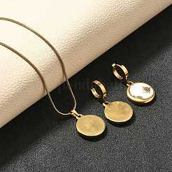 304 Stainless Steel Enamel & Rhinestone Pendant Necklaces & Hoop Earring Set for Women&nbsp;SJEW-C007-02G-02