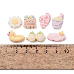 Summer Beach Flocking Opaque Resin Cabochons&nbsp;RESI-K033-06