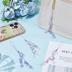 4Pcs 2 Colors Heart & Star & Flower Glass with Acrylic Beaded Pendant Decorations&nbsp;HJEW-WR00021