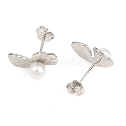 Leaf Brass Stud Earrings&nbsp;EJEW-D351-02P