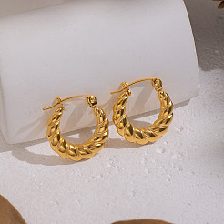 Vintage Hollow Twist 304 Stainless Steel Hoop Earrings&nbsp;WU2636