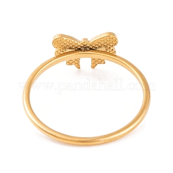 PVD Vacuum Plating 304 Stainless Steel Bowknot Finger Ring for Women&nbsp;RJEW-C086-20-G