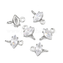 SHEGRACE Brass Pave Cubic Zirconia Horse Eye Connector Charms&nbsp;XGRQ2O435-436A-P