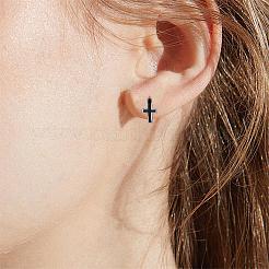 316 Stainless Steel Cross Hoop Earrings for Men Women&nbsp;EJEW-SZ0001-98