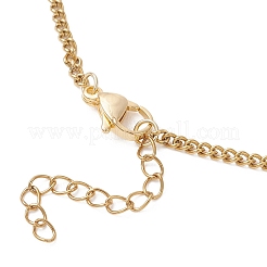 Electroplate Glass Faceted Rondelle Beaded Alloy Pendant 304 Stainless Steel Curb Chain Necklaces for Women&nbsp;NJEW-JN05764-01