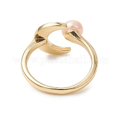 3Pcs 3 Colors Moon Brass Shell Cuff Open Rings&nbsp;RJEW-JR00998