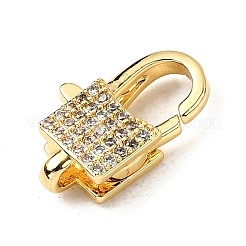 Brass Clear Cubic Zirconia Lobster Claw Clasps&nbsp;KK-Z078-48A-G