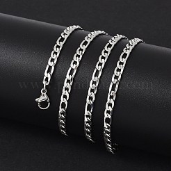 Tarnish Resistant Men's Casual Style 304 Stainless Steel Figaro Chain Necklaces&nbsp;STAS-O037-17P