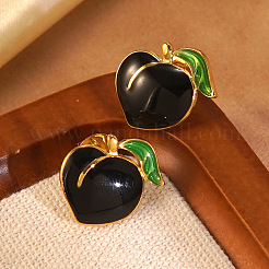 304 Stainless Steel Enamel Peach Stud Earrings&nbsp;EJEW-Z147-07G
