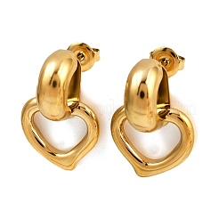 304 Stainless Steel Heart Dangle Stud Earrings&nbsp;EJEW-K268-29G