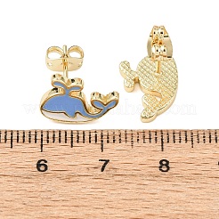 Brass Enamel Stud Earrings&nbsp;LS-EJEW-B152-01G-03