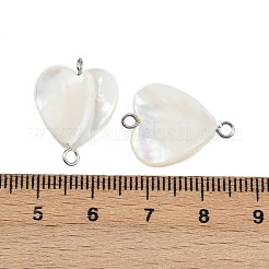 Natural Shell Heart Connector Charms&nbsp;STAS-D378-25P