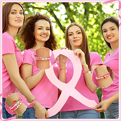 DIY Acrylic Beads & Awareness Ribbon Pendants Bracelets Making Kits&nbsp;DIY-PH0029-16