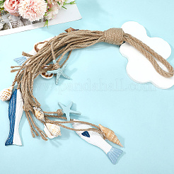 Fish & Starfish & Shell Shape MDF Pendant Decorations&nbsp;HJEW-WH20003-28