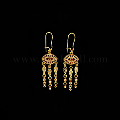 Ethnic Style Brass Micro Pave Cubic Zirconia Tassel Chandelier Earrings for Women&nbsp;DU1542