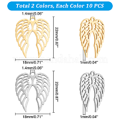 20Pcs 2 Colors 201 Stainless Steel Pendants&nbsp;STAS-DC0010-23