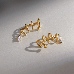 304 Stainless Steel Pave Cubic Zirconia Cuff Earrings&nbsp;WG912F2-01