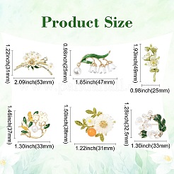 6Pcs 6 Styles Daisy & Leaf Resin Pins&nbsp;JEWB-CJ0002-96