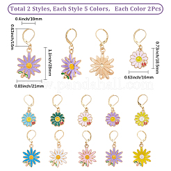 20Pcs 10 Styles Flower Alloy Enamel Pendant Locking Stitch Markers&nbsp;HJEW-SC00173