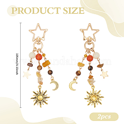 2Pcs Alloy Star & Moon Pendant Decorations&nbsp;HJEW-ME0001-15