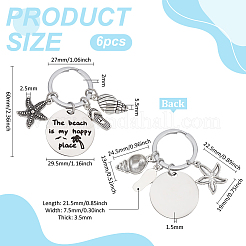 6Pcs Hawaiian Style 201 Stainless Steel Keychain Clasps&nbsp;STAS-PH0006-84AS