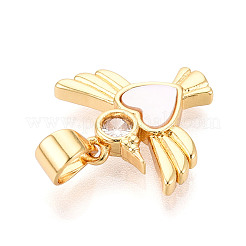 Brass Micro Pave Clear Cubic Zirconia Pendants&nbsp;KK-N268-12G
