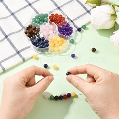 56Pcs 7 Styles Natural Green Aventurine & Lapis Lazuli & Rose Quartz & Carnelian & Tiger Eye &  Malaysia Jade & Yellow Jade Round Beads&nbsp;G-YW0002-61A
