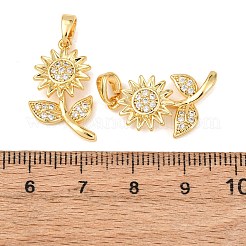 Brass Micro Pave Clear Cubic Zirconia Pendants&nbsp;KK-G543-05G-01