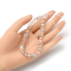 Rondelle Glass & Polymer Clay Rhinestone Beads Phone Hand Strap Chains&nbsp;HJEW-YW0001-05E