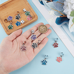 12Pcs 6 Colors Paw Print Alloy Enamel Stethoscope Pendant Decorations&nbsp;HJEW-OC00055