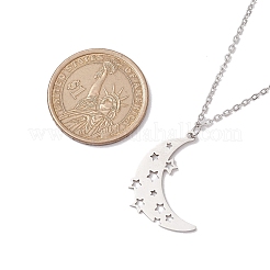 Non-Tarnish Hollow Moon & Star 304 Stainless Steel Pendant Necklaces&nbsp;NJEW-JN04815-02