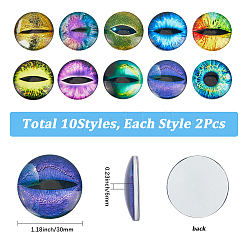 20Pcs 10 Styles Luminous Self Adhesive Glass Eyes Cabochons&nbsp;GGLA-SP0001-06
