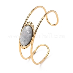 304 Stainless Steel & Nuggets Acrylic Imitation Gemstone Bead Cuff Bangles for Women&nbsp;BJEW-T027-01A