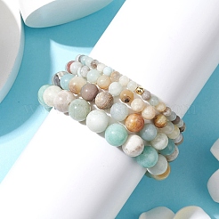 4Pcs 4 Styles Natural Flower Amazonite Stretch Bracelets&nbsp;BJEW-JB11025