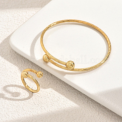 Minimalist Stainless Steel Cuff Bangles & Rings Sets for Women&nbsp;UE9342