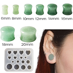 Heart & Round Shape DIY Ear Gauges Flesh Tunnels Plugs Silicone Mold&nbsp;PW-WG64161-02